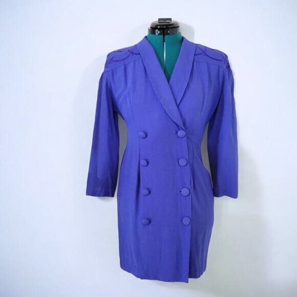 Vintage 1980s J.R. Petite by Joseph Ribkoff Blue Dress - Size Small - Picture 1 of 10